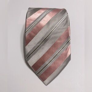 Donald J. Trump Signature Silk Tie Pink Gray Stripe